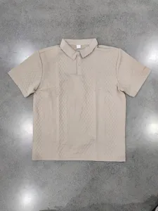 Polo Uomo Casual Jacquard Maniche Corte Vestibilità Larga Collo Bottoni Top Estate