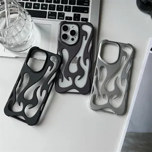 Hollow Flame Pattern Matte Frosted Silicone Protective Phone Case For iPhone Series Drop-proof Back Cover