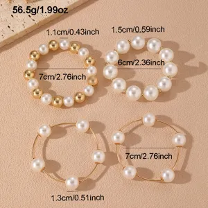 Set pulsera perlas oro cadena apilable joyería de moda minimalista para mujeres accesorio