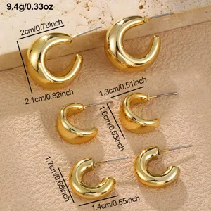 Schicke dicke Gold-Creolen Set, minimalistische geometrische Ohrringe für Damen stilvoll.