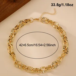 Chic chunky gold chain necklace for women, stylish statement hip hop collar jewelry piece.