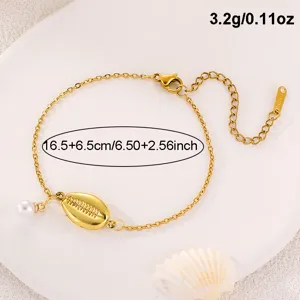 Goldene Muschel Perle Armband Boho Strand Schmuck Urlaub Damen Modische Accessoires