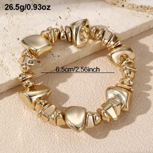 Goldener unregelmässiger Klumpen Stretch Armband übertriebener metallischer Modeschmuck