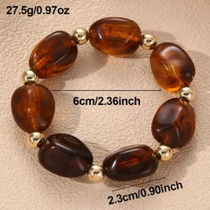 Retro unregelmässiges Schildpatt Harz und Gold Perlen Armband, elegante geometrische Armschmuck.