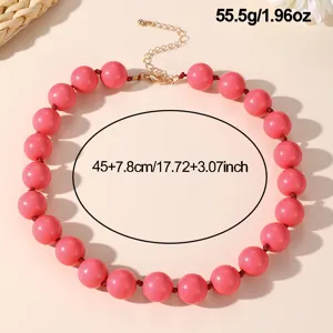 Collana di perle in acrilico rosa stile bohemien collana statement girocollo da donna moda