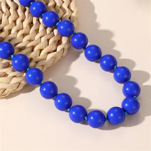 Collana di perle rotonde in acrilico blu stile boho moda gioielli da donna dettaglio chic
