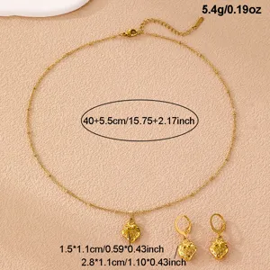 Edelstahl Gold Erdbeere Halskette und Ohrringe Schmuckset, stilvolle Damen Ketten.