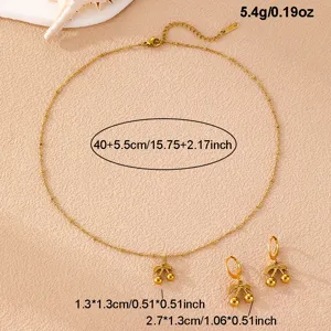 Edelstahl Kirsche Halskette und Ohrringe Schmuck Set, minimalistische Kette für Damen Mode.