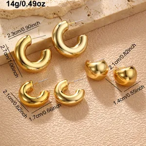Klobige Gold Creolen Set minimalistische Metall geometrische Ohrringe Damen Modeschmuck.