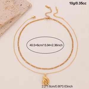 Mehrlagige Muschel Anhänger Halskette Gold Tone Mode Schlüsselbein Kette Detailansicht