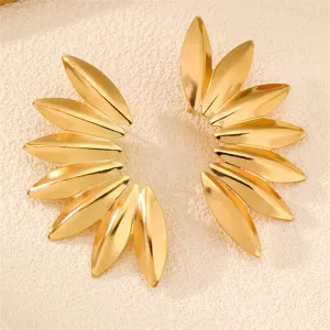 Goldene Metallblatt Ohrringe, trendiger europäischer und amerikanischer Stil chic Ohrschmuck.