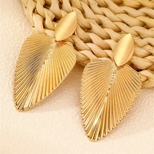 Goldene Statement Blatt Ohrringe für Damen, Retro Metall botanische Hänge Ohrringe Schmuck.