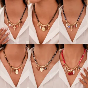 Punk Zinklegierung Leopardenmuster Samtkordel Choker Halskette Für Damen Galvanisiert Geometrisch Herz Kreuz Künstliche Perle Strass Anhänger Halskette Schmuck Geschenk