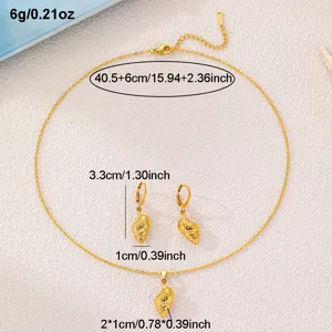 Goldener Edelstahlschmuschel Halskette und Ohrringe Schmuckset, stilvolle Damen Kette.