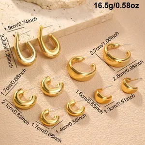 Klobige goldene creolen ohrringe set minimalistische metall ohrstecker für damen mode