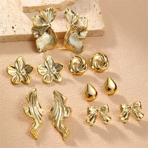 Minimalistisches Vintage Gold Ohrringe Set schicke Metall geometrische Ohrstecker Damen