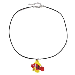 Charmante Glasfisch Anhänger schwarze Wachskordel Halskette für Damen Mode Schmuck Ansicht