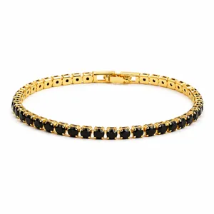Pulsera de tenis dorada con circonitas negras brillantes para mujer joyas de lujo