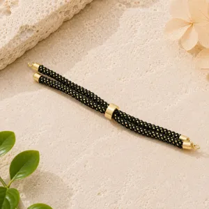 Cordino intrecciato nero e oro stile Milan per braccialetto DIY accessorio semi-finito 3mm