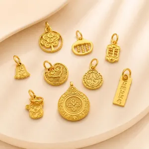 Vintage Gold Plated Copper Pouch Gourd Charms For Bracelet Necklace Making Traditional Lucky Craft Jewelry Findings Accessories