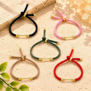 Verstelbare Gevlochten Milan Touw DIY Semi-Afgewerkte Armband Voor Vrouwen Mannen Vergulde Koperen Buis Minimalistische Rode Draad Hand Touw Sieraden Maken