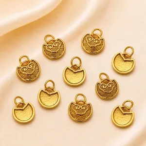Gold-plated purse pendant charms DIY jewelry making supplies ancient style lucky lock accessories
