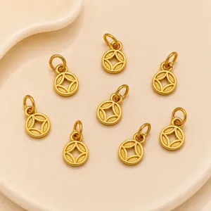 Vergulde mini muntvormige bedels met buigringen voor DIY armband ketting sieraden maken.