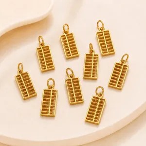 Gouden abacus hanger bedels voor DIY ketting sieraden maken vintage Chinese stijl metalen accessoire.