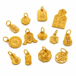 Ensemble de pendentifs de bijoux DIY dorés, breloques porte-bonheur chinoises pour bracelets.
