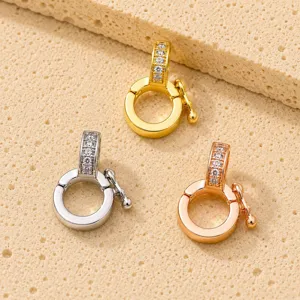 Conector de Joyas DIY Oro Plata Oro Rosa Pavé Circonita Cúbica Anillo Universal Collar