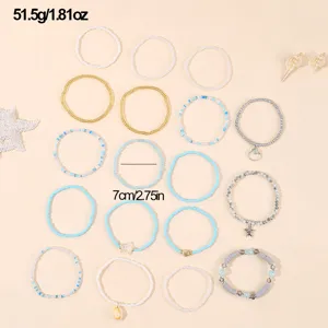Böhmisches Strand-Perlenarmband-Set mit Muscheln und Seesternen für Damen im Sommer.