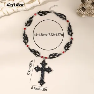 Gotische schwarze Flammen Kreuz Halskette Punk Choker vintage dunkler Stil Schmuck Stücke