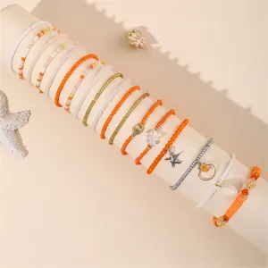Bohemian Strand Stil Rocailles Armband Set Mit Muschel Seestern Charms Mehrlagige Stapelbare Ozean Thema Armbänder Für Damen Sommer Schmuck