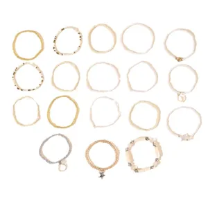 Bohemische Saatperlen Armband Set mit Muscheln und Seestern Anhängern Strand Urlaub.