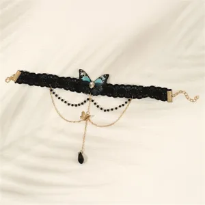 Schwarze Spitzen-Armkette Gothic Schmetterling Armband Vintage Armschmuck Details