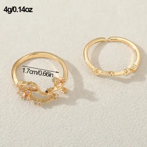 Goldene offene Ringe mit Zirkon, schickes Sternbild-Design für den Alltag und Mode-Stil.