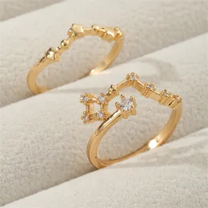 Vergoldeter Sternzeichen Ring Set geometrische offene Ringe Modeschmuck Damen Geschenk
