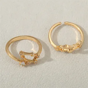 Vergoldete offene Sternbild-Ringe, stilvoller Tierkreis-Fingerschmuck für Damen und Mädchen.