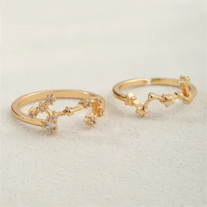 Elegante vergoldete Sternbild offene Ringe mit funkelnden Zirkon Stern Details für Damen.