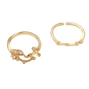 Modische 12 Sternzeichen offene Ringe Set für Damen, goldfarbene schicke Schmuckgeschenke.