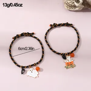Halloween Fantôme Citrouille Bracelets tressés Couple Corde réglable Bijoux Cadeau