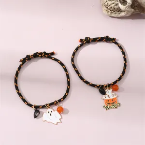 Bracelet tressé de Halloween avec pendentif fantôme citrouille pour femme et accessoire