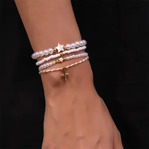 Modische 12 Sternzeichen Perlen Perlen mehrschichtige Armband Set für Frauen Schmuck