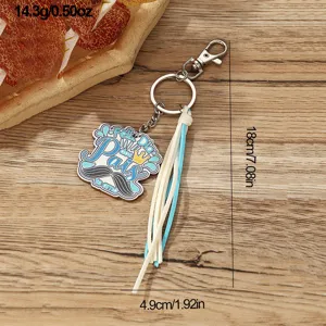 Vatertag Holzanhänger Schlüsselanhänger mit Quaste, stilvolles Metallring Zubehör Geschenk.