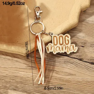 Hölzerner Hund Mama Schlüsselanhänger mit Quaste Haustierliebhaber Geschenk Zubehör neu