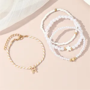 Set von 5 minimalistischen Sternbild Perlen Armbänder für Damen, eleganter Schmuck