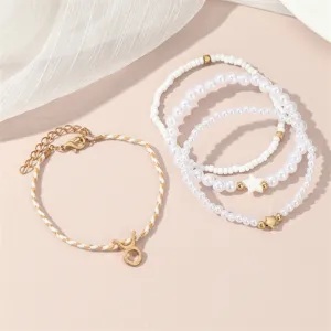 Filigranes Sternzeichen Stier geflochtenes Armband und Perlen Armband Set, elegante Damenschmuck.