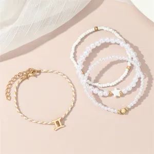 Mehrschichtige Perlen Sternzeichen Armband Set Mode elegante Damen Schmuck Accessoire