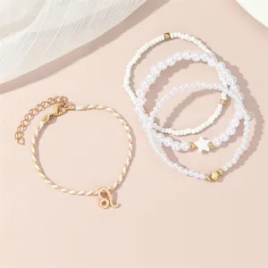 Modisches mehrschichtiges Perlen Armband Set mit Sternzeichen Anhänger Damen Schmuck
