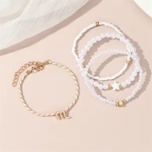 Schickes 12 Sternzeichen Perlen Armband Set, stilvoller geflochtener Damenschmuck elegant.